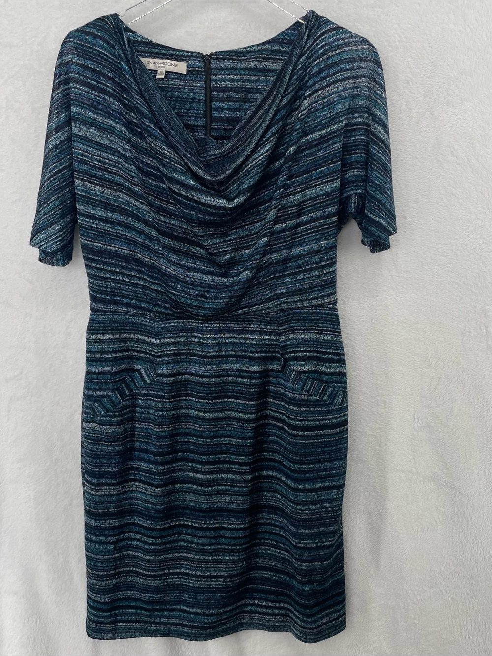 Evan Picone Teal & Navy Striped Knit Dress